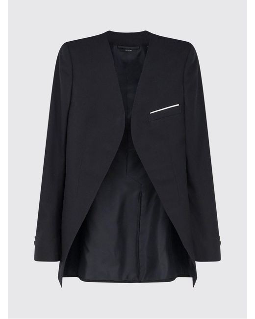 Tom Ford Blue Cropped Wool And Silk Tuxedo Blazer With Padded Shoulders