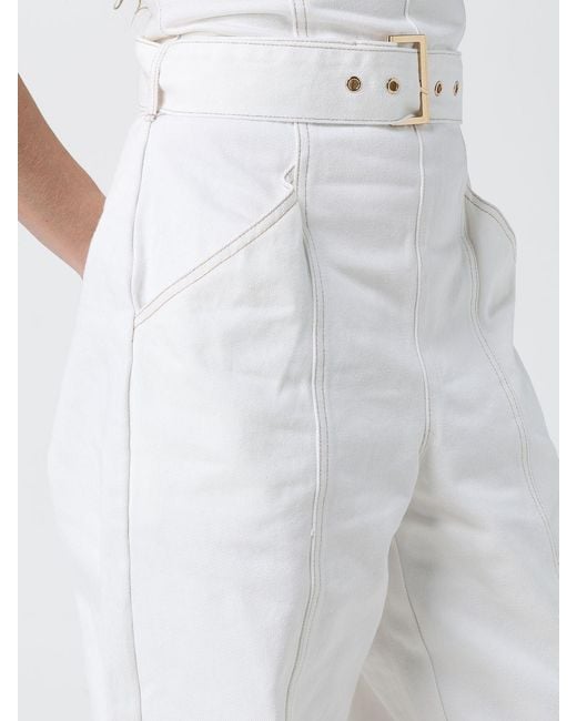 ARMANI EXCHANGE White Cotton Denim Jumpsuit With Belt