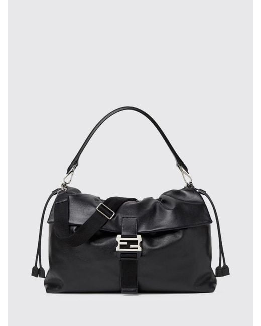 Fendi Black Flux Maxi Messenger Leather Bag for men