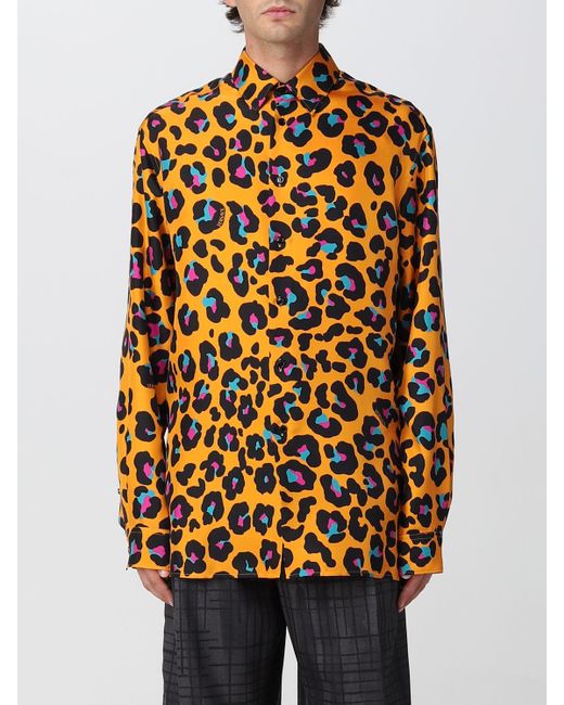 Versace Daisy Leopard Silk Shirt for Men | Lyst