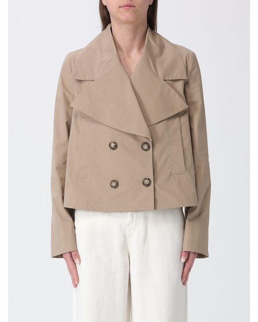 Emporio Armani Natural Double Breasted Cotton Trench Coat