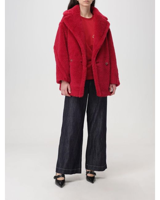 Max Mara Red Fur Coats