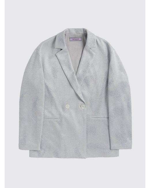 MACCAPANI Gray Double-Breasted Viscose And Cotton Blazer
