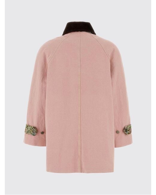 Valentino Pink Cotton And Linen Jacket With Floral Pockets