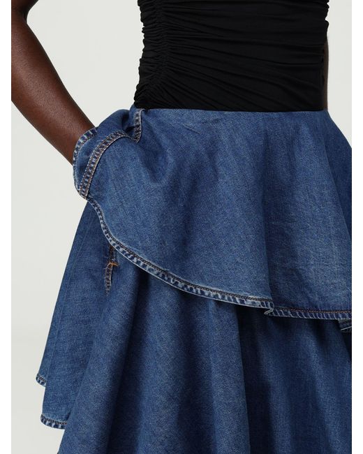 Alaïa Blue Denim Skirt By With Ruffles
