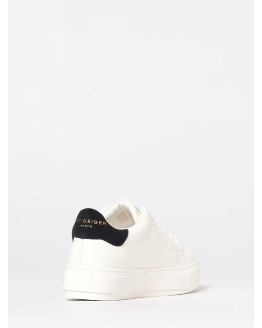 Kurt Geiger White Laney Eye Leather Sneakers With Rhinestones