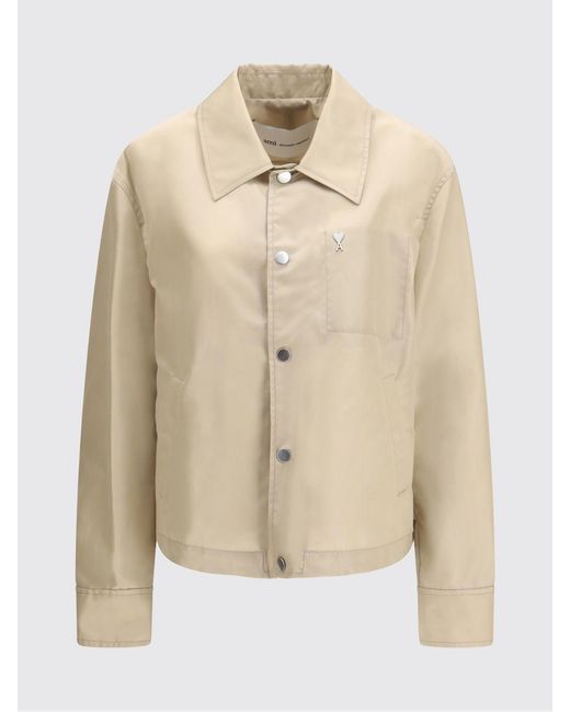 AMI Blue Nylon Overshirt for men