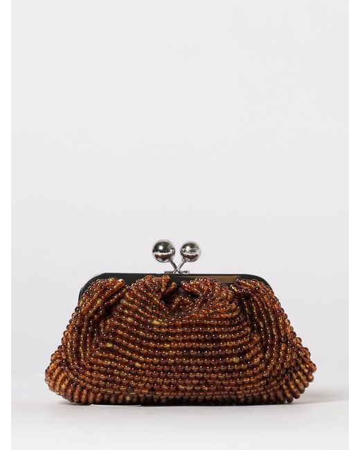 Weekend by Maxmara Brown Beaded Clutch
