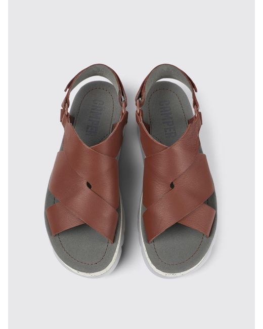 Camper Brown Flat Sandals