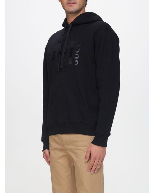 Sweat À Capuche En Coton Avec Logo Gucci pour homme en coloris Blue