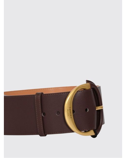 Twinset Brown Leather Belt With Adjustable Metal Buckle