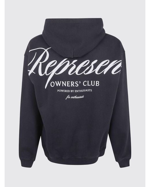 Represent Blue Cotton Hoodie With Logo for men