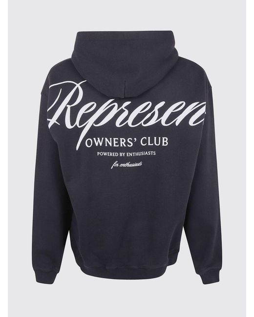 Represent Blue Cotton Hoodie With Logo for men