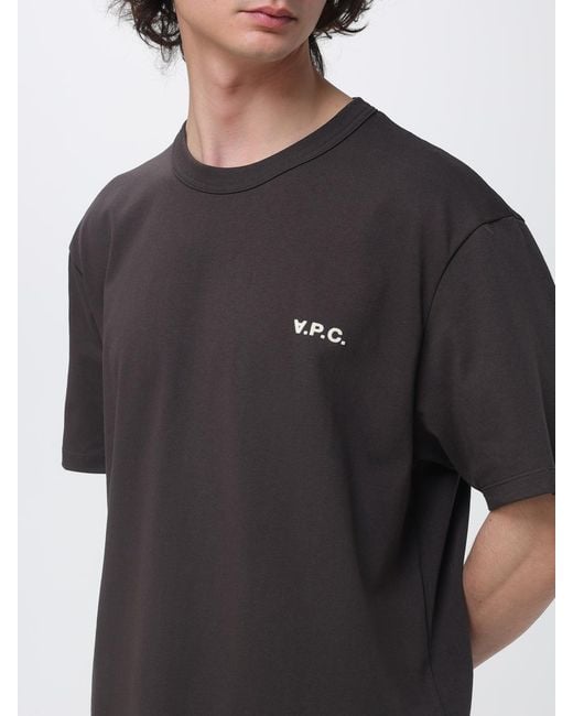 A.P.C. Black Cotton T-Shirt With Logo for men