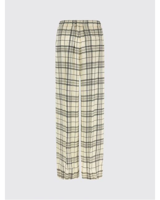 Jil Sander Natural High-Waisted Check Print Wide-Leg Viscose Trousers