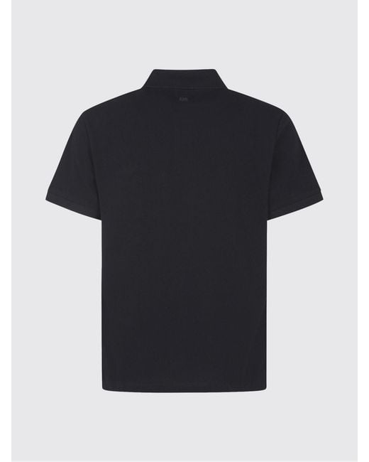 AMI Black Organic Cotton Polo Shirt for men