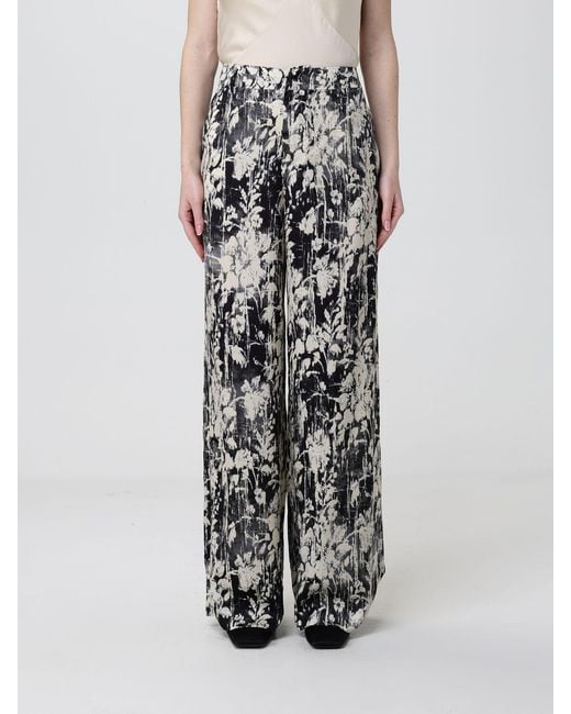 PT Torino Black Floral Print Viscose Palazzo Pants