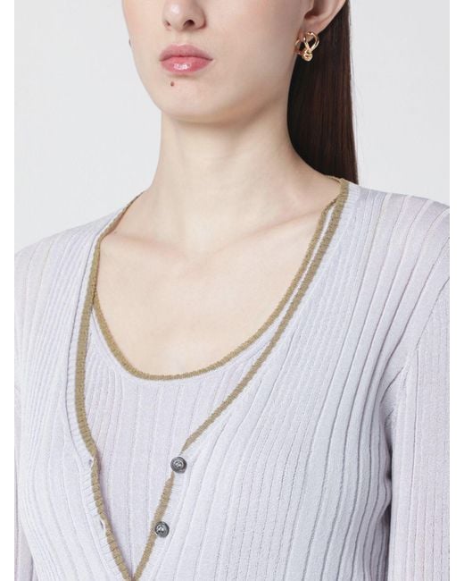 Roberto Collina Gray Ribbed Viscose Cardigan