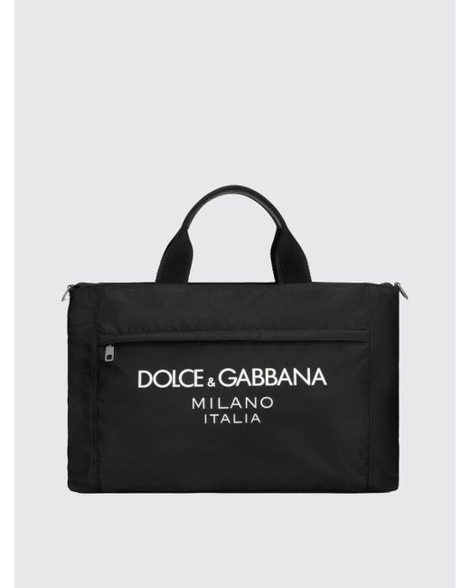 Borsa in nylon con logo gommato di Dolce & Gabbana in Black da Uomo