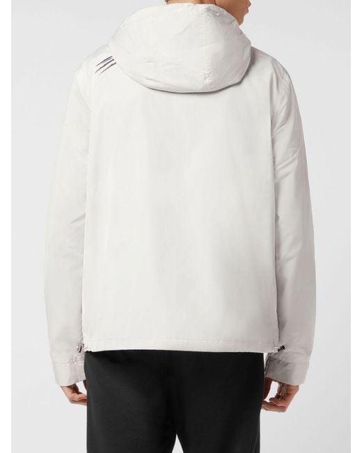 Philipp Plein White Hooded Windbreaker Jacket for men