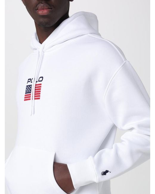 Polo Ralph Lauren White Cotton Blend Hooded Sweatshirt for men