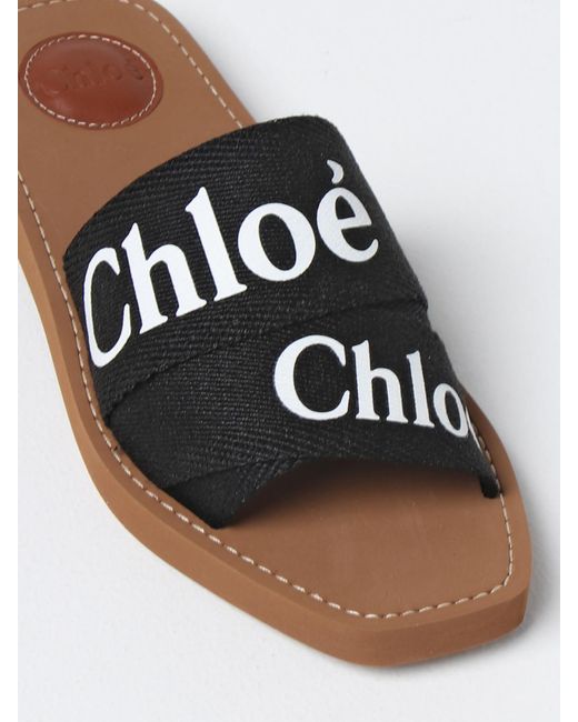 Chloé Black Chlo&Eacute Fabric And Rubber Sliders