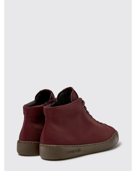 Camper Red Peu Touring Grained Leather Ankle Boots With Side Zip for men