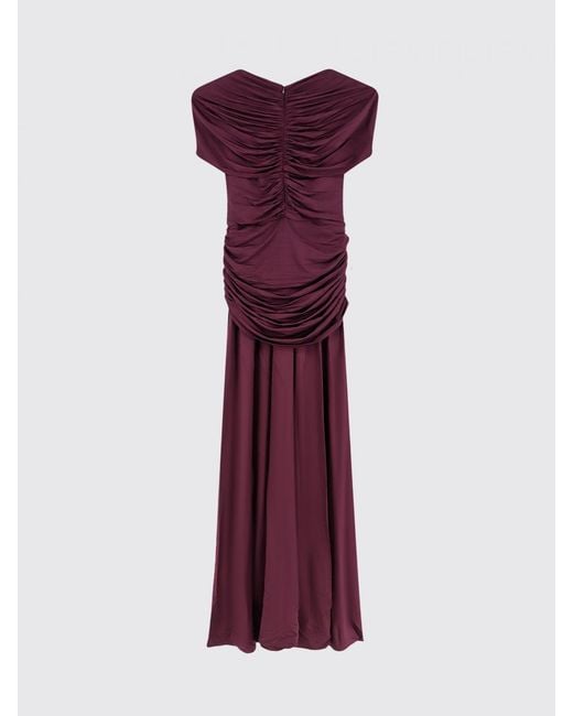 Self-Portrait Purple Draped V-Neck Jersey Maxi Dress