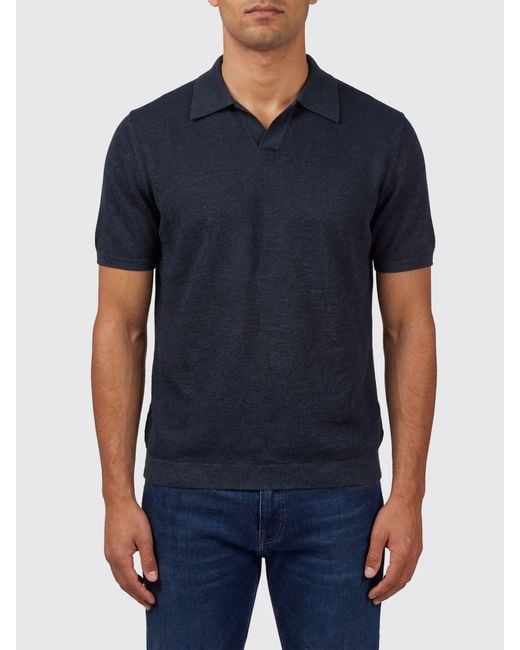 Roberto Collina Blue Linen Polo Shirt for men