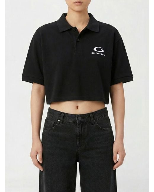 Balenciaga Black Cotton Polo Shirt With Logo
