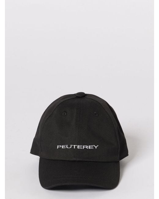 Peuterey Black Cotton Hat With Embroidered Logo