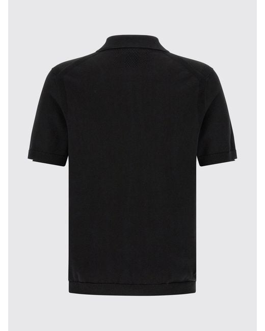 Boss Black Cotton Knit Zip-Up Polo Shirt for men