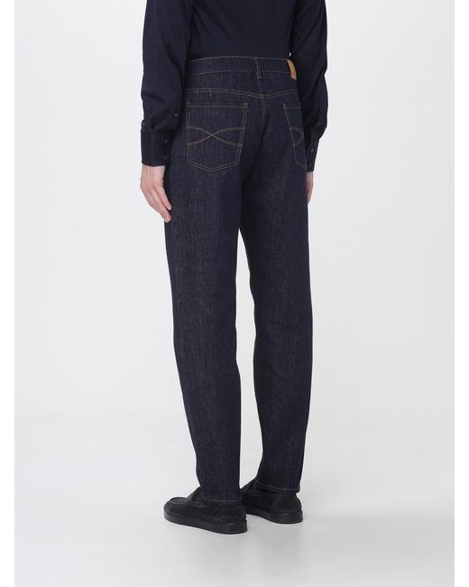 Brunello Cucinelli Blue Slim Fit Five-Pocket Cotton Jeans for men