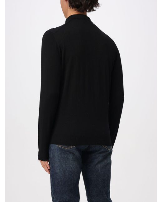 Drumohr Black Extrafine Wool Polo Shirt for men