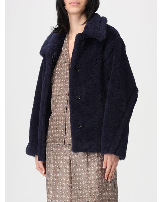 Max Mara Blue Alpaca Fur Coat