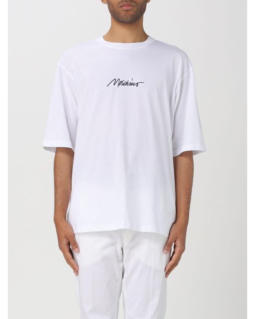 T-shirt in cotone con logo di Moschino Couture in White da Uomo