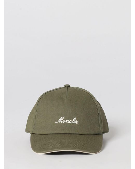 Moncler Green Cotton Baseball Cap With Logo for men