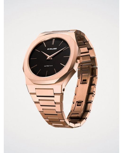 D1 Milano Black Ultra Thin Re_Rosegold 40 Mm Watch for men