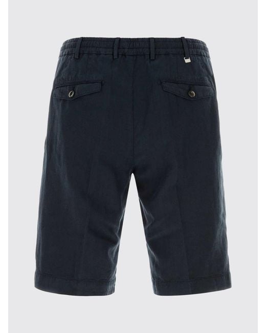 PT Torino Blue Linen And Cotton Blend Chino Shorts for men