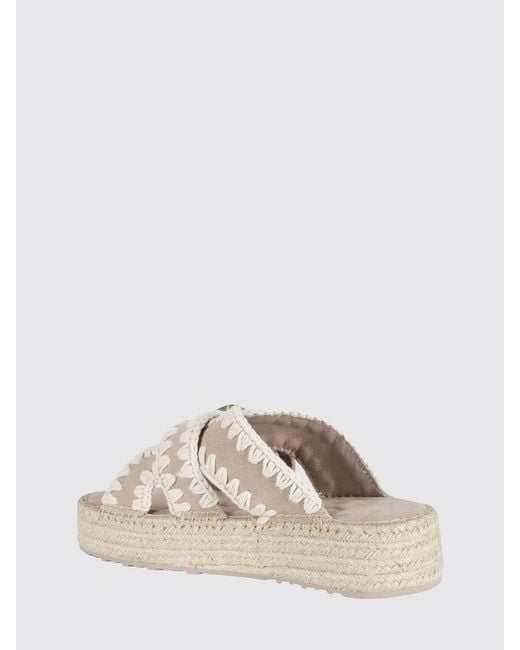 Mou Natural Jute Suede Sandals With Contrast Stitching