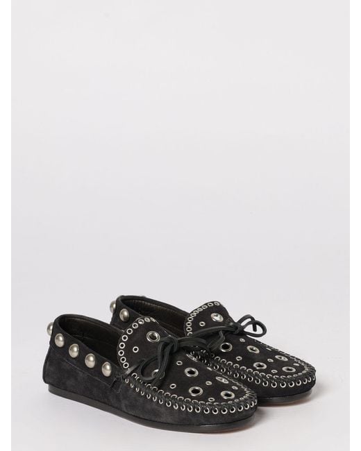Isabel Marant White Fitza Suede Loafers With Studs