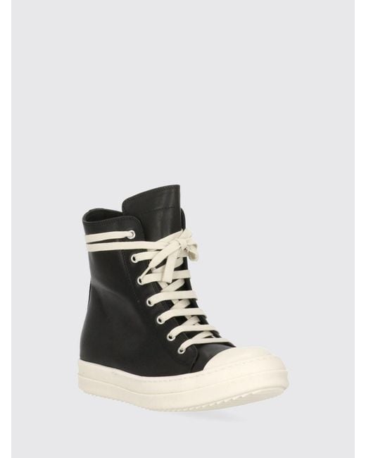 Rick Owens Black High-Top Smooth Calfskin Trainers With Side Zip Closure