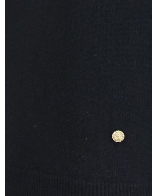 Balmain Black Crewneck Wool-Blend Knit Top With Short Sleeves