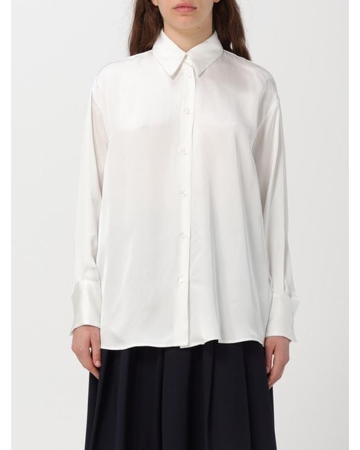 Fabiana Filippi White Drop-Shoulder Satin Elongated Shirt