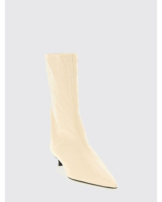 Jil Sander Natural Crinkled Leather Ankle Boot