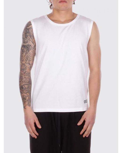 Gcds White Cotton Tank Top With Logo for men