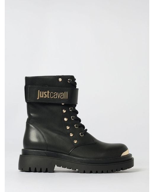 Just Cavalli Black Flat Ankle Boots