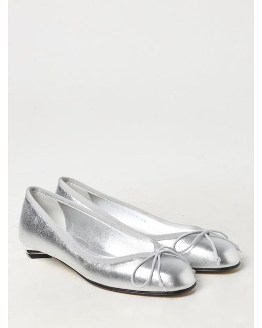 McQueen White Armadillo Leather Ballerina Flats