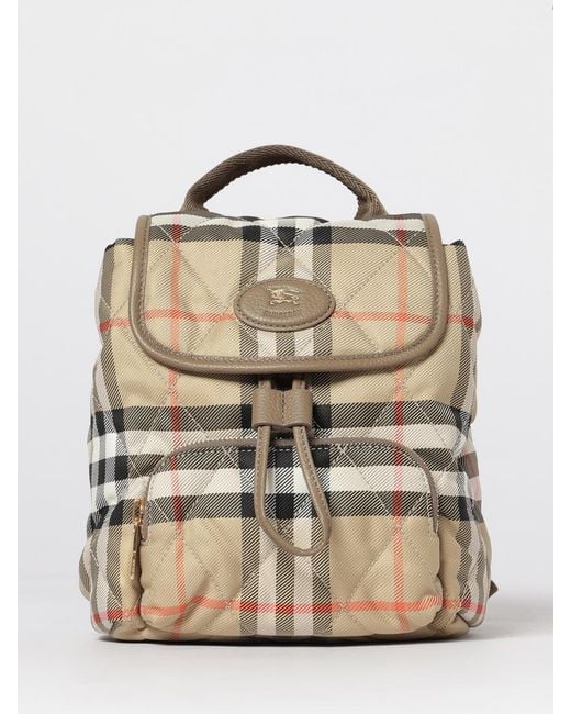 Burberry Natural Quilted Nylon Horseshoe Backpack With Vintage Check Print