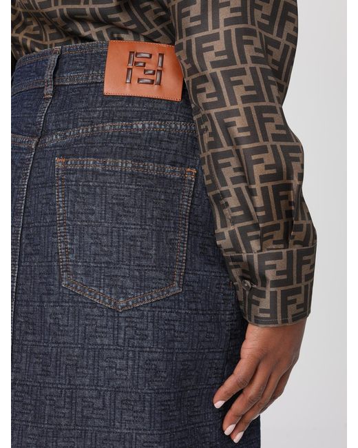 Fendi Blue Ff Denim Pencil Skirt